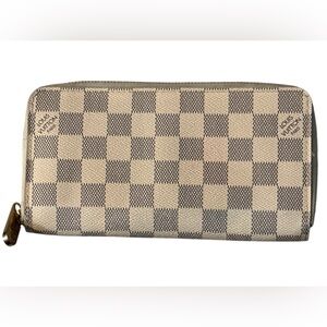 Louis Vuitton LV Long Wallet White Damier Azur Zip Around Wallet